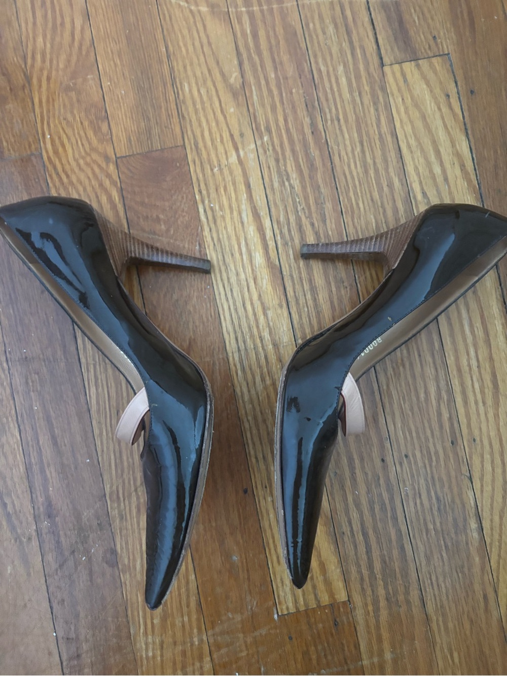 Louis Vuitton Black Patent Pointed Toe Pumps with Nude Accent Strap - Picture 4 of 4